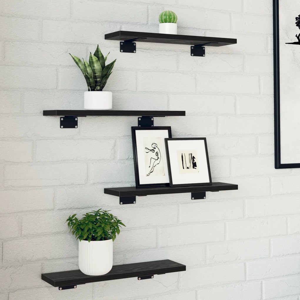 Prateleiras de Parede Carvalho Preto MDF 40 x 10 x 1.5 cm