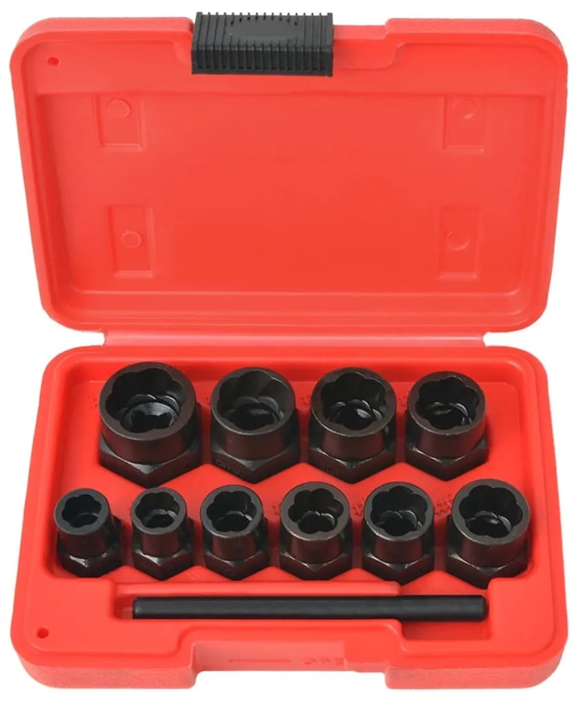 vidaXL Conjunto extrator p/ parafusos e porcas danificados 11 pcs aço
