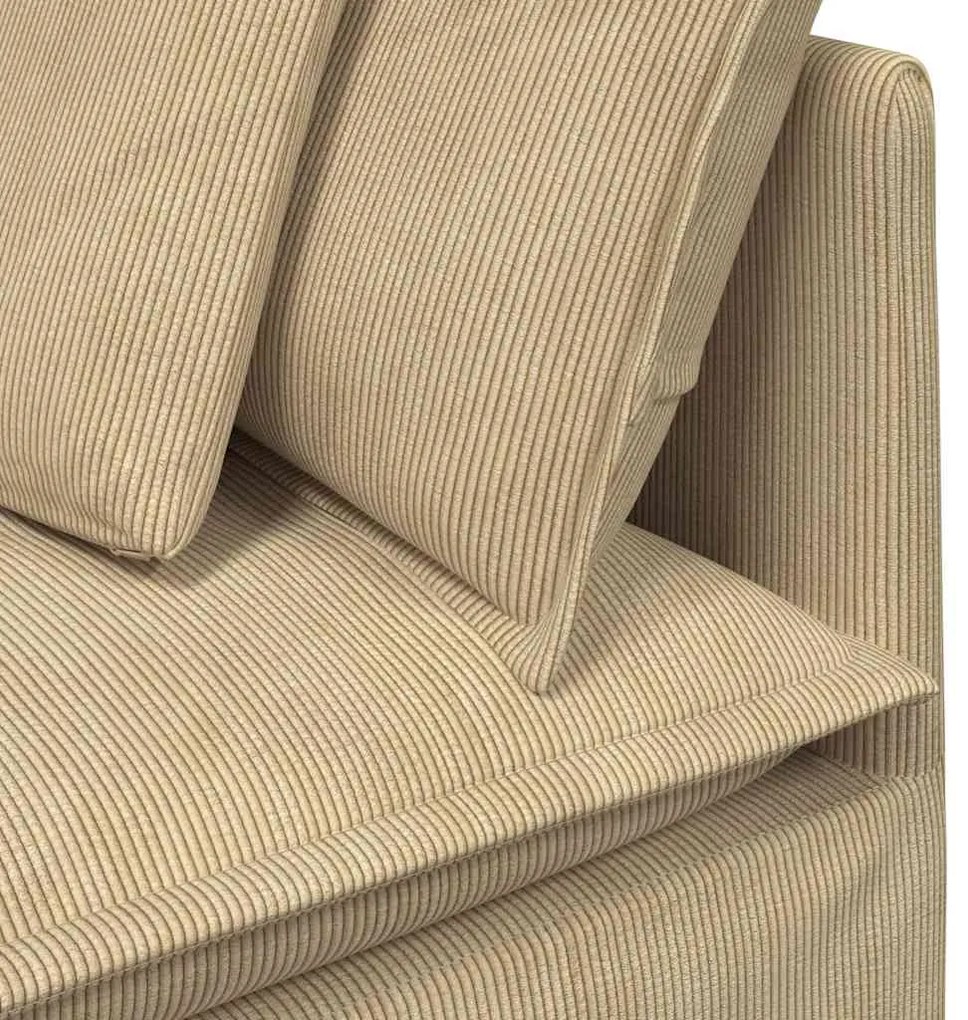 Sofá modular com pufes e almofadas tecido corduroy