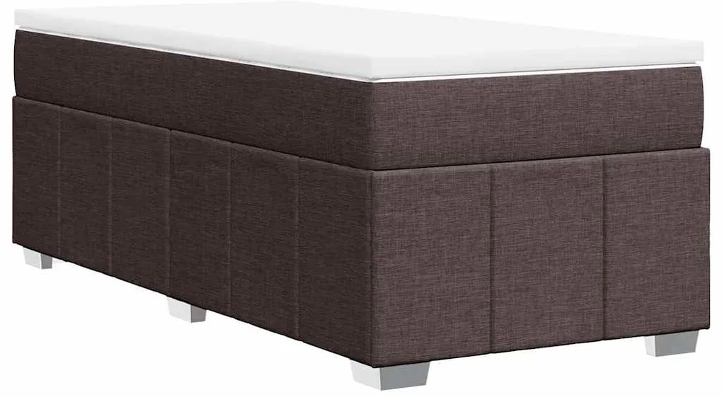 Cama com molas/colchão 100x200 cm tecido castanho-escuro