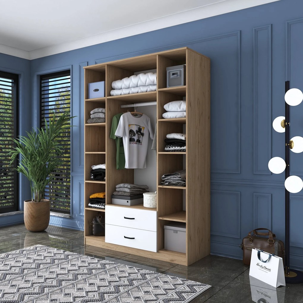 Roupeiro BA112 – Nogueira Branca – 140 x 210 x 51,5 cm