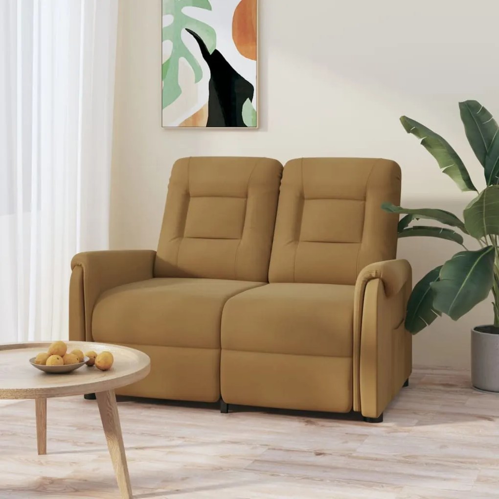 vidaXL Sofá reclinável 2 lugares tecido microfibra cinza-acastanhado
