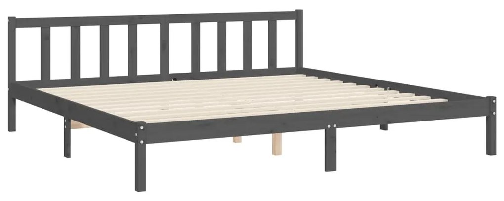 Estrutura de cama com cabeceira 200x200 cm madeira maciça cinza