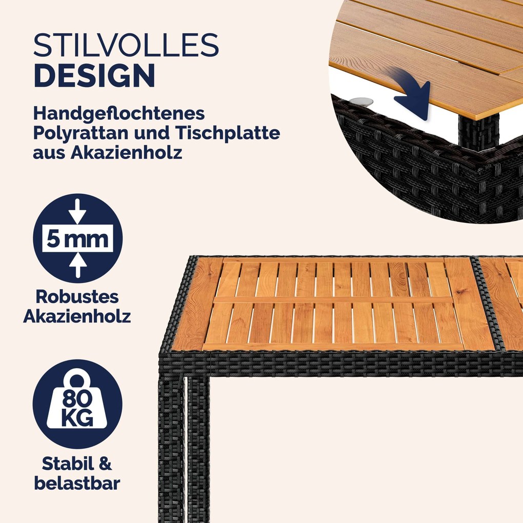 Conjunto de Jardim em poliratán Korfu 13 peças preto/creme