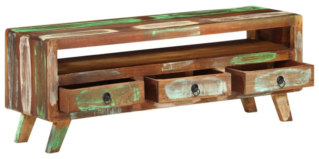 Móvel de TV 110x30x40 cm madeira recuperada maciça multicor
