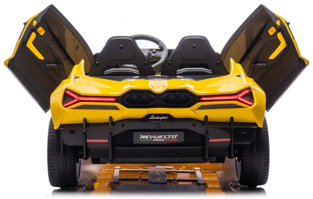 Carro elétrico para Crianças 2 Lugares Lamborghini Revuelto XL STRONG 24V, Rodas AR bombeado, Assento Couro ecológico Amarelo