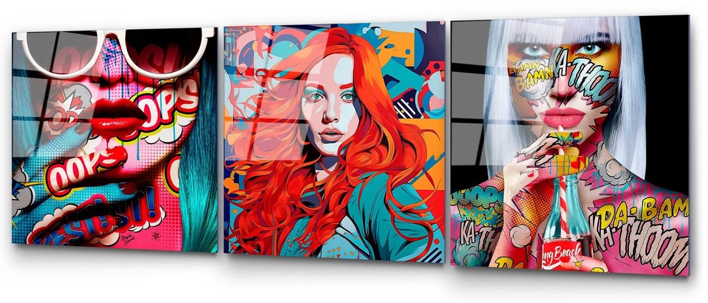 Conjunto de Quadros Decorativos em Vidro Temperado UV-858 – Multicolor
