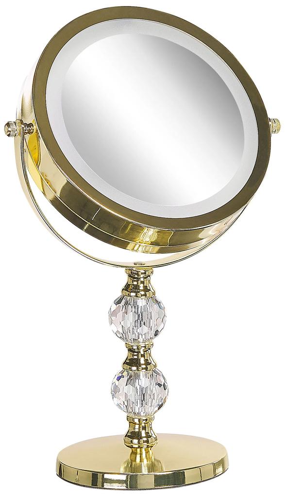 Espelho de maquilhagem dourado com LED ø 18 cm CLAIRA Beliani