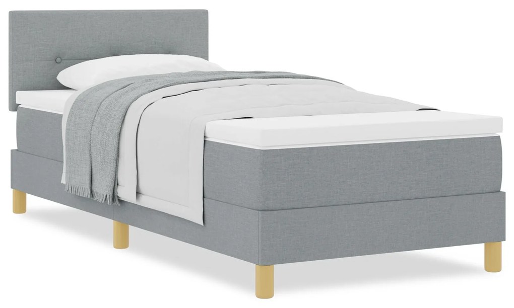Cama Box Spring com Colchão Cinza Claro 90x200 cm Tecido