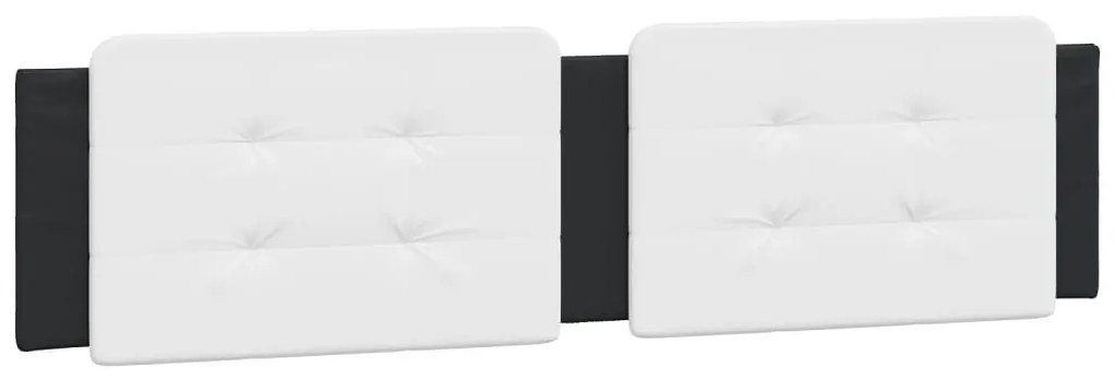Estrutura cama c/ luzes LED 160x200cm couro artif. branco/preto