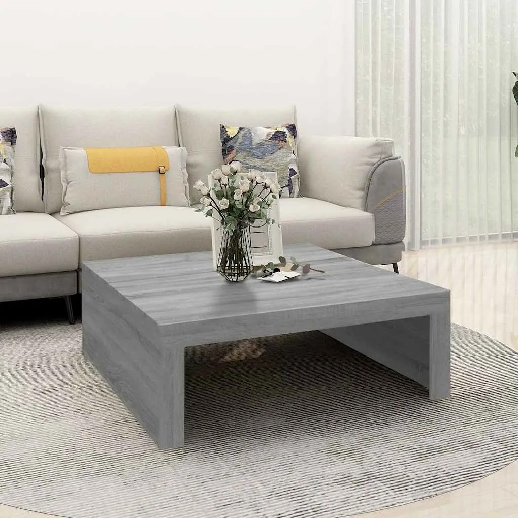 Mesa de centro 100x100x35 cm derivados de madeira cinza sonoma