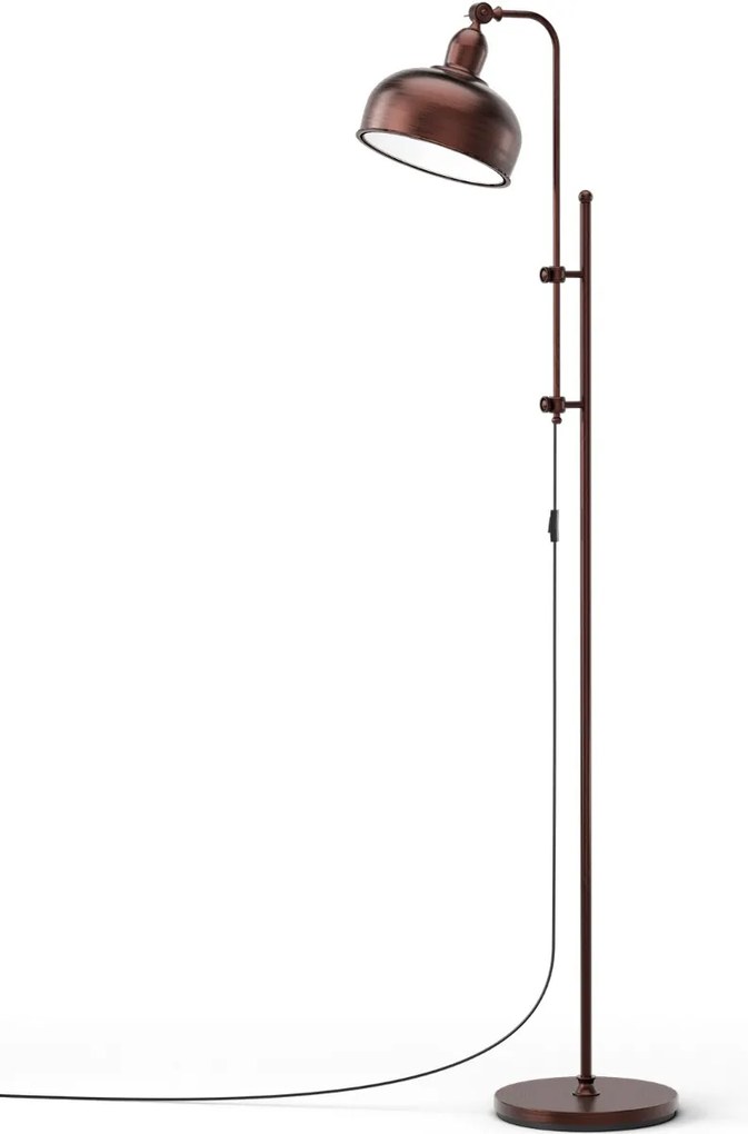 Candeeiro de pé industrial com altura ajustável 28 x 43 x 138-166 cm, com ângulo regulável, base pesada, casquilho E27, bronze