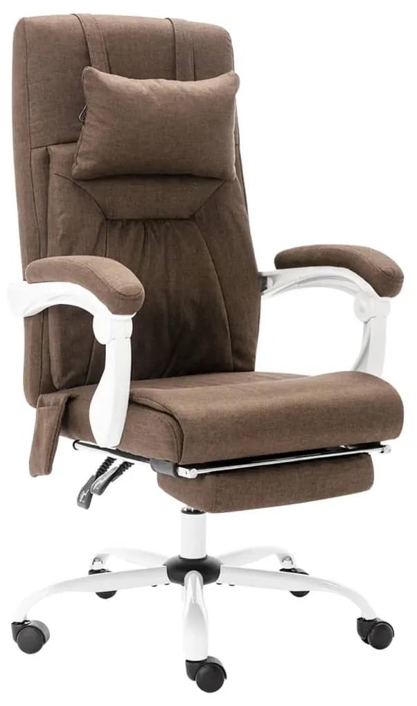 20320 vidaXL Cadeira de escritório c/ função de massagem tecido castanho