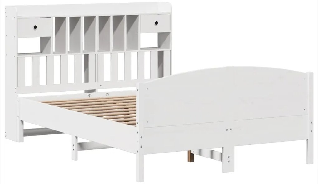 Cama com estante sem colchão 140x190 cm pinho maciço branco