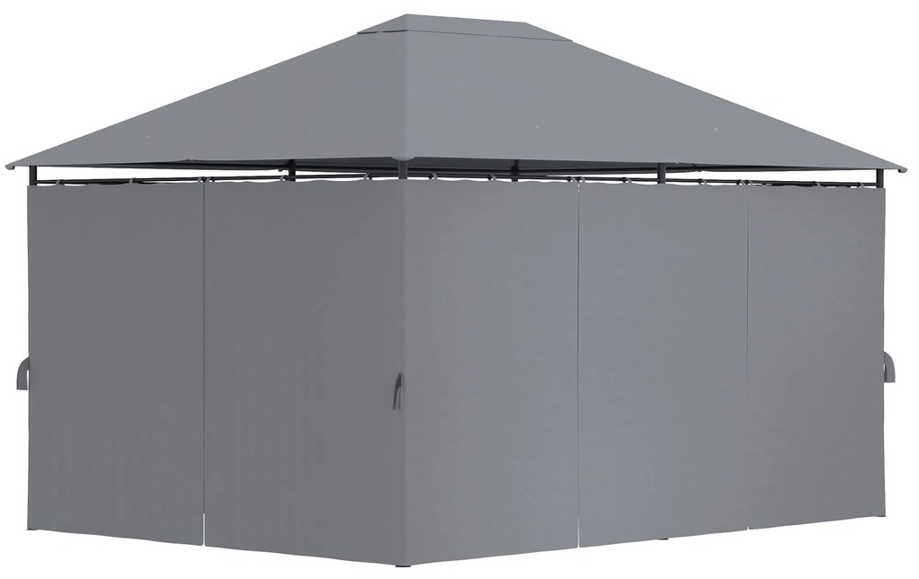 Pérgola de Jardim Pérgola de Exterior com Paredes Laterais Amovíveis e Estrutura de Aço 398x300x272 cm Cinza