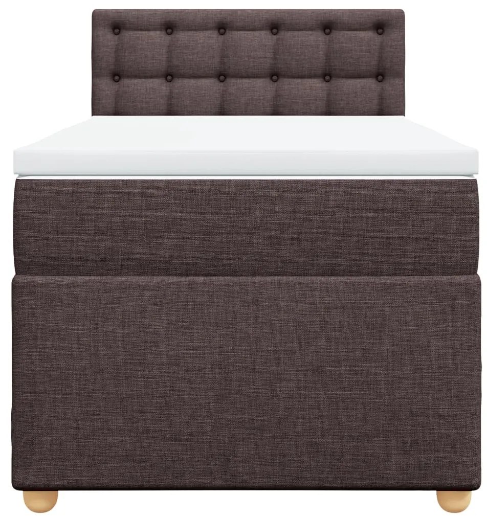 Cama com molas/colchão 100x200 cm tecido castanho-escuro