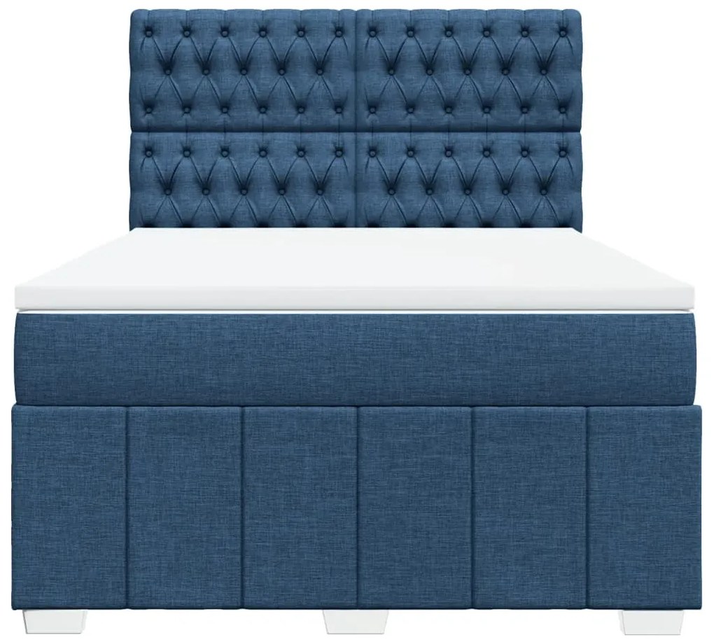 Cama com molas/colchão 140x200 cm tecido azul