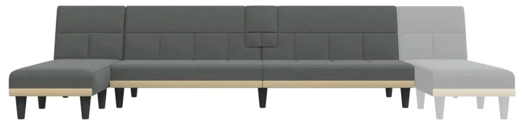 Sofá-cama em forma de L 255x140x70 cm tecido cinzento-escuro