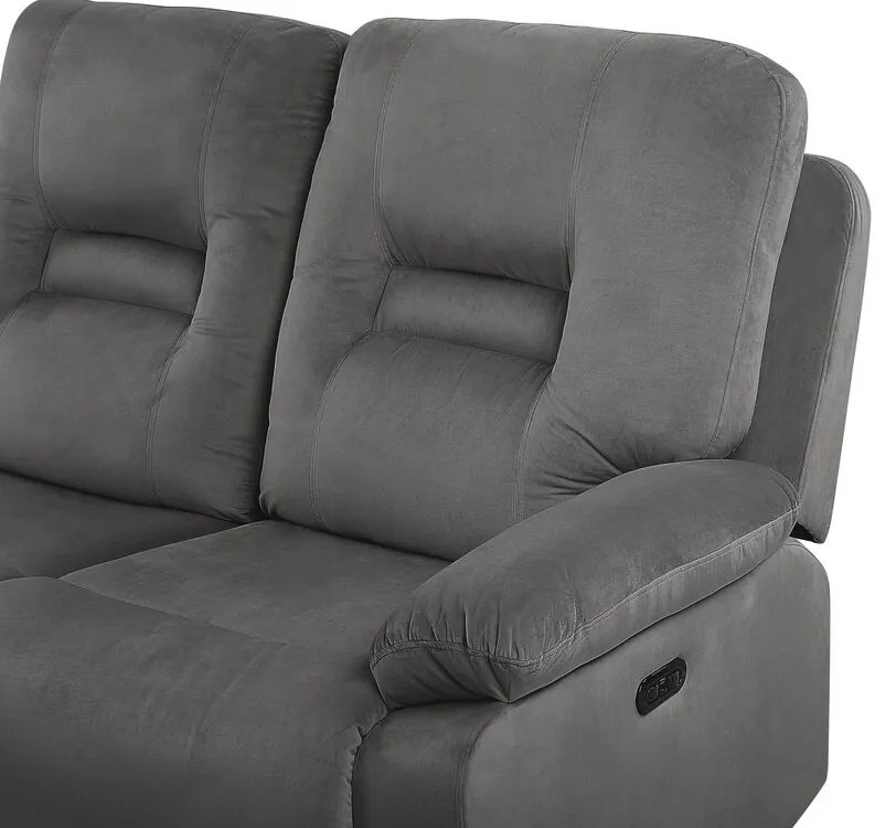 Sofá reclinável de 3 lugares veludo cinzento escuro com LED e entrada USB BERGEN Beliani