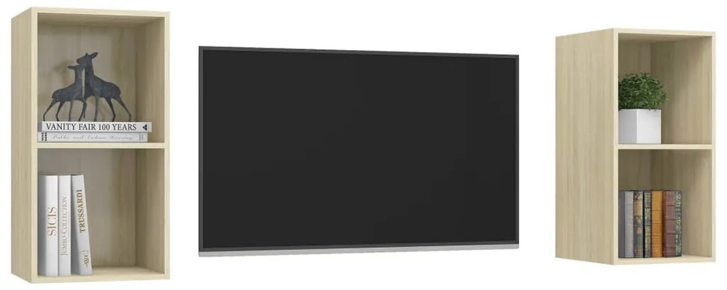 Armários de parede TV 2 pcs derivados madeira carvalho sonoma