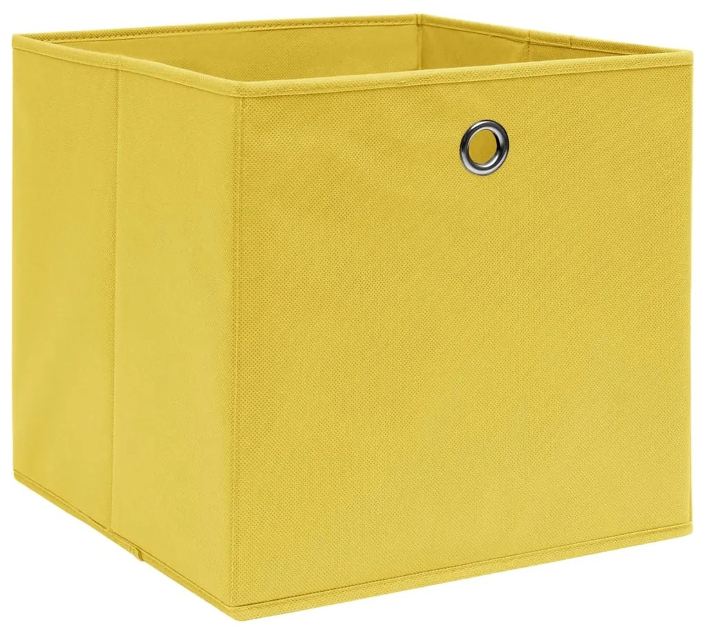 Caixas de arrumação 4 pcs 32x32x32 cm tecido amarelo