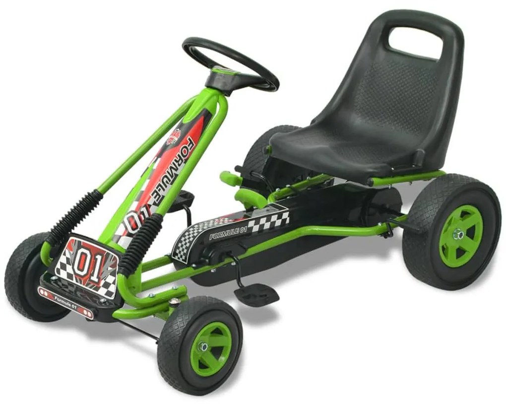 80153 vidaXL Kart de pedais com assento ajustável verde