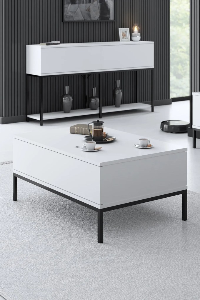 Conjunto de Mobiliário de Sala de Estar Lord – Preto e Branco – Medida