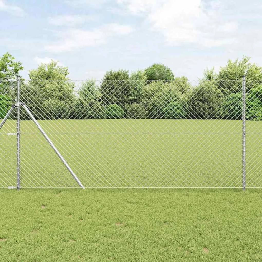 vidaXL Conjunto de Postes de Cerca Prateado 1 x 10 m Aço galvanizado