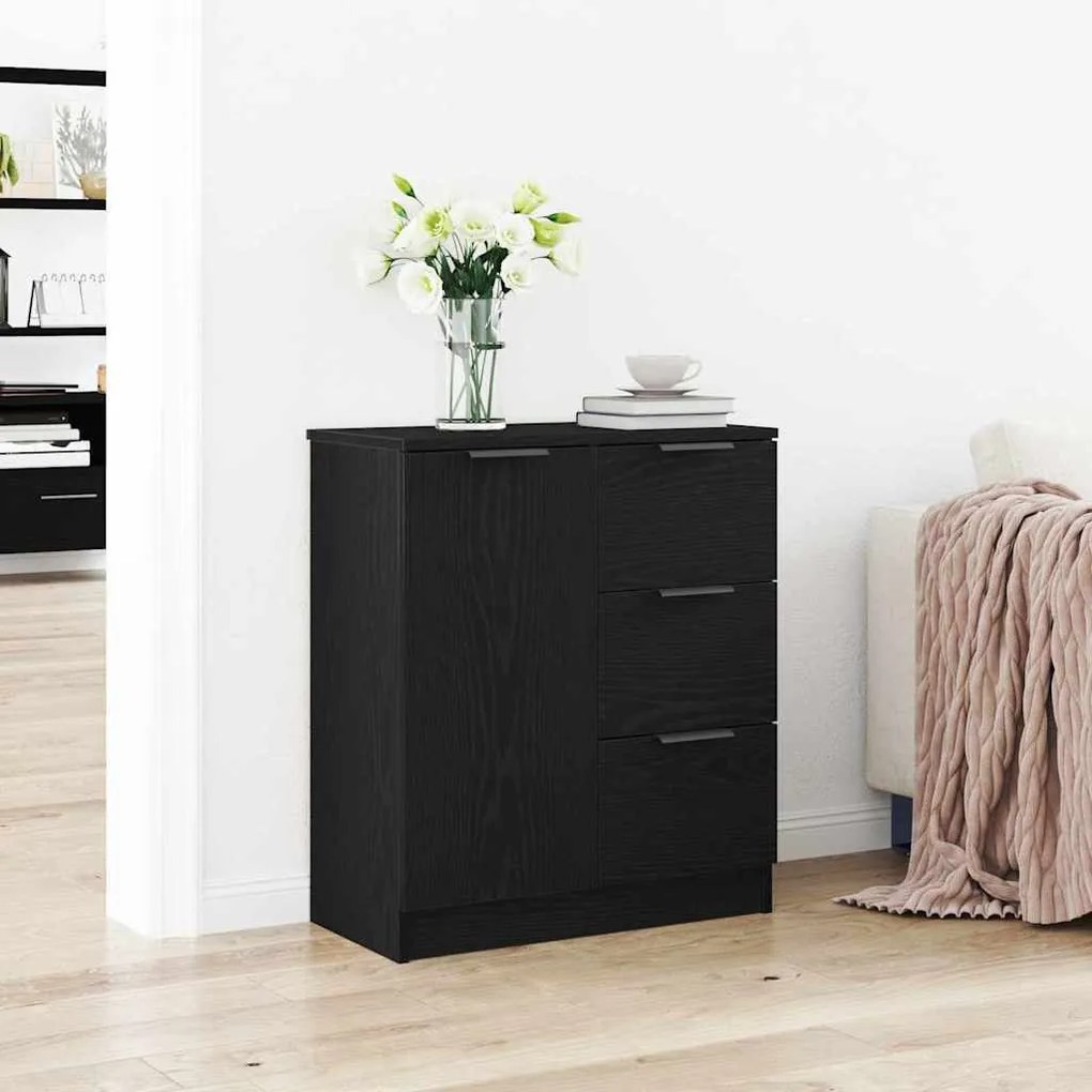Buffet de Carvalho Preto vidaXL 60x30x70 cm Feito de Madeira Ingenerada