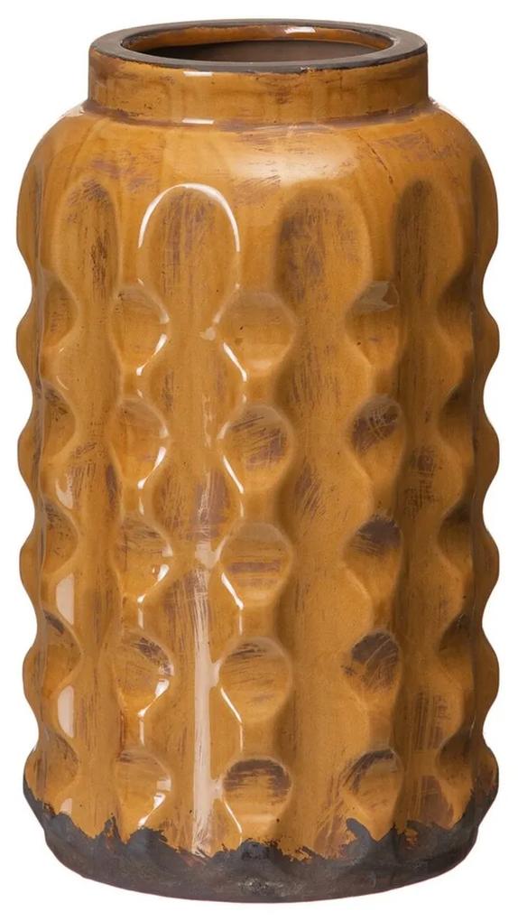 Vaso 17 X 17 X 29 cm Cerâmica Mostarda
