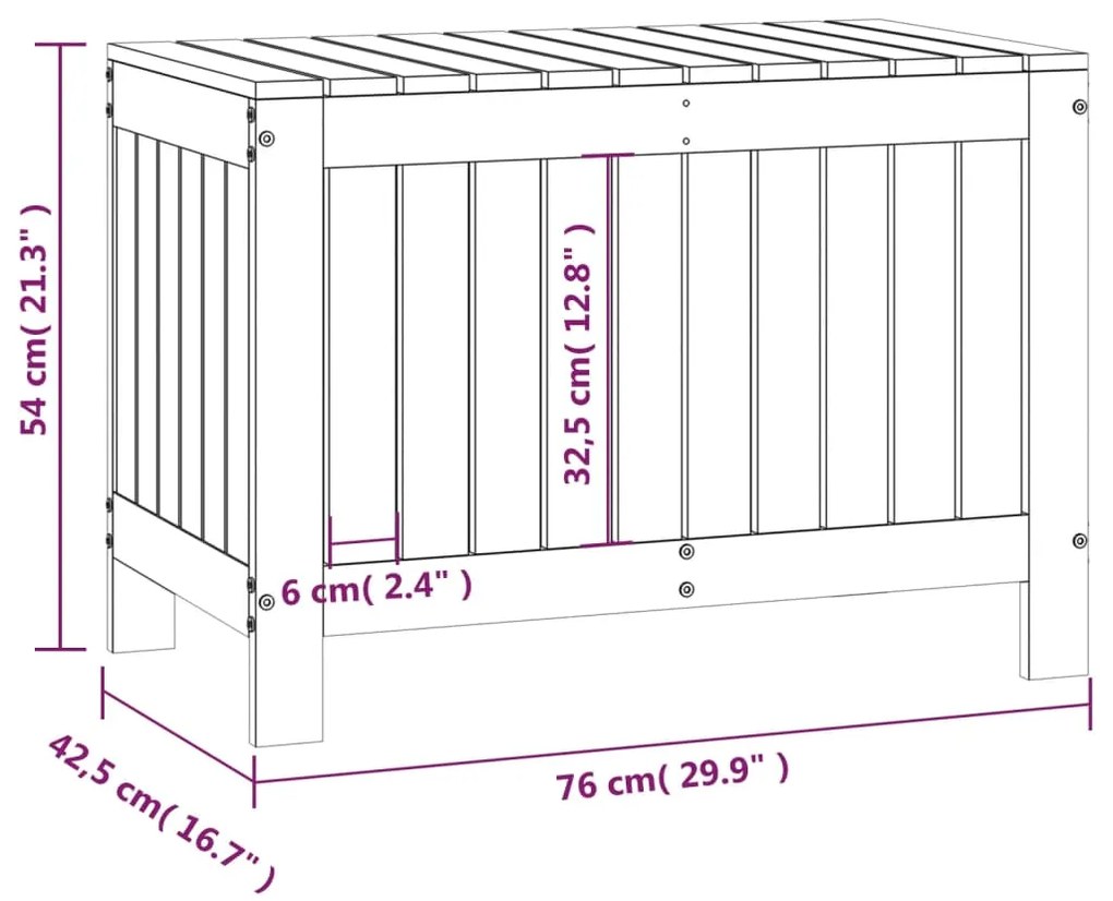 Caixa de arrumação jardim 76x42,5x54 cm pinho maciço branco