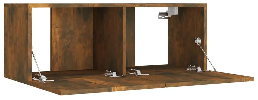 Conjunto móveis de TV 4 pcs madeira processada carvalho fumado
