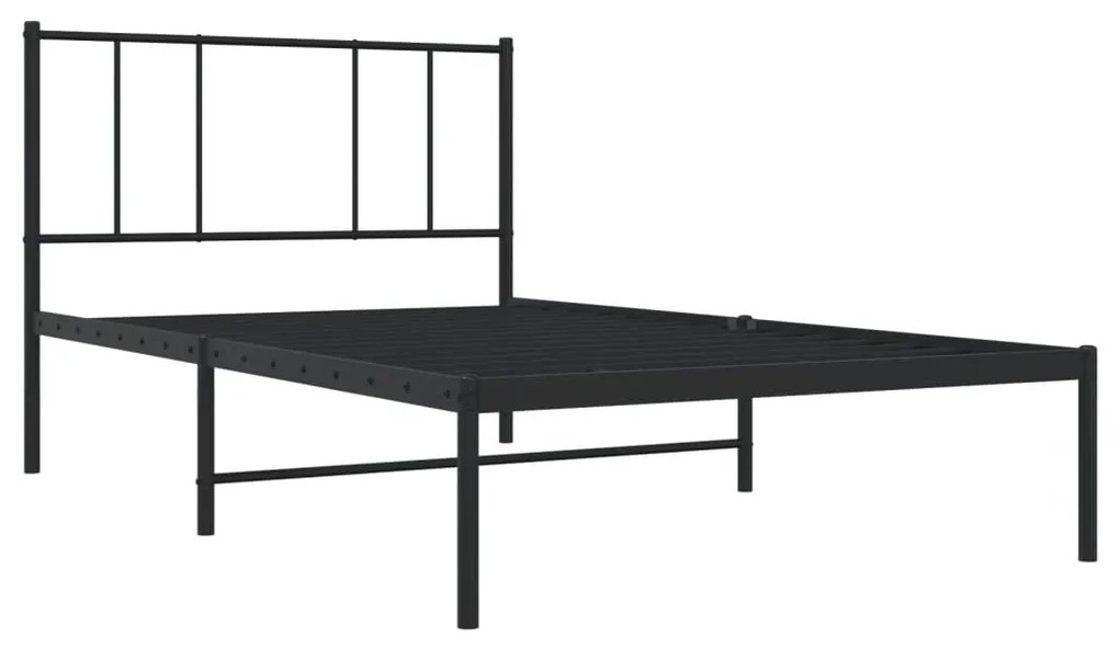 Estrutura de cama com cabeceira 107x203 cm metal preto