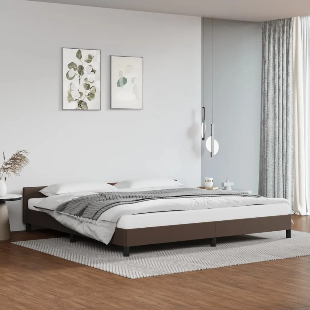 vidaXL Estrutura de cama c/ cabeceira sem colchão 200x200 cm castanho