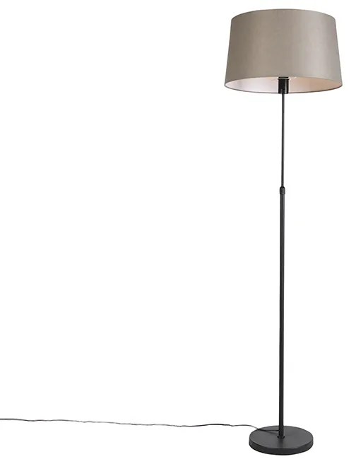 Candeeiro de pé preto com abajur de linho bege 45 cm ajustável - Parte Country / Rústico