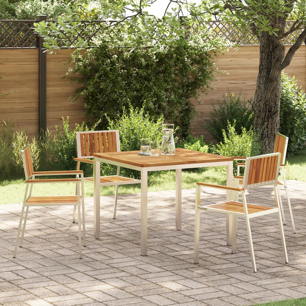 Conjunto de Jantar para Jardim vidaXL 5 Peças Madeira Sólida de Acácia