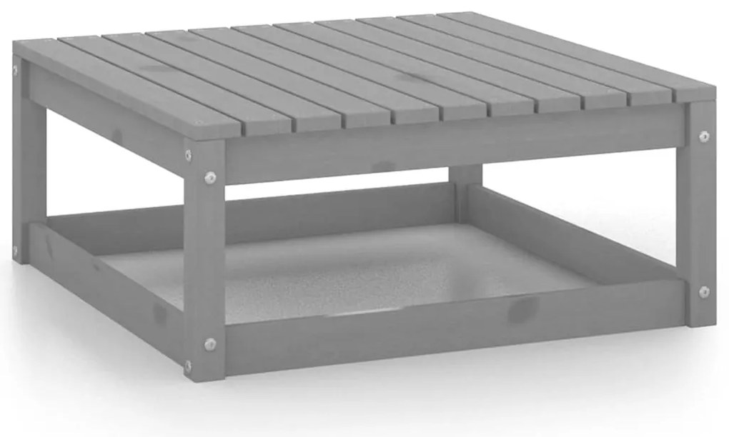 10 pcs conj. lounge de jardim + almofadões pinho maciço cinza