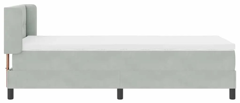 Cama Box Spring com Colchão Cinza Claro 90x200 cm Veludo