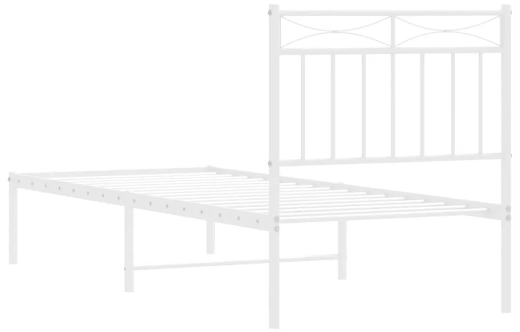 Estrutura de cama com cabeceira 75x190 cm metal branco