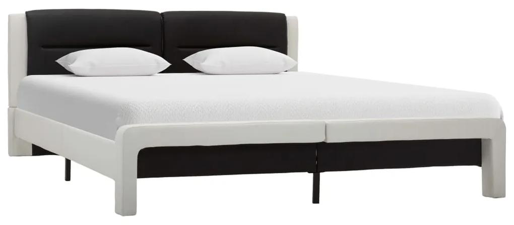 286719 vidaXL Estrutura de cama 160x200 cm couro artificial branco e preto