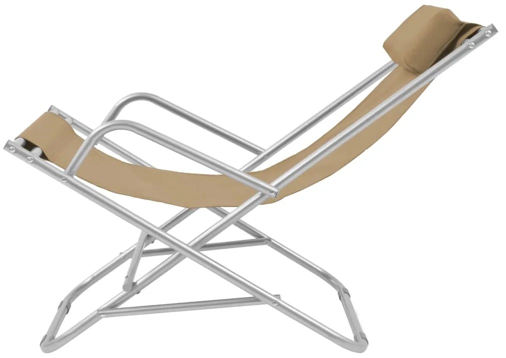 Cadeiras de jardim reclináveis 2 pcs aço cinzento-acastanhado