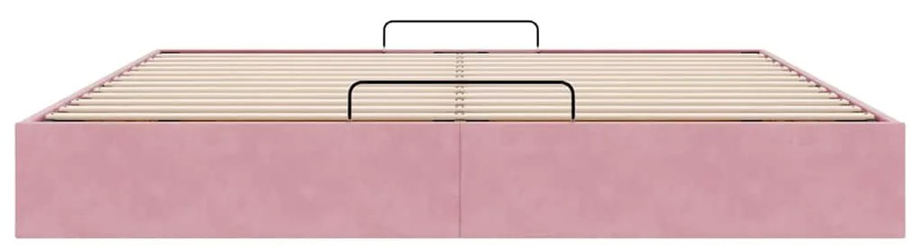 Estrutura de cama otomana sem colchão 200x200 cm veludo rosa