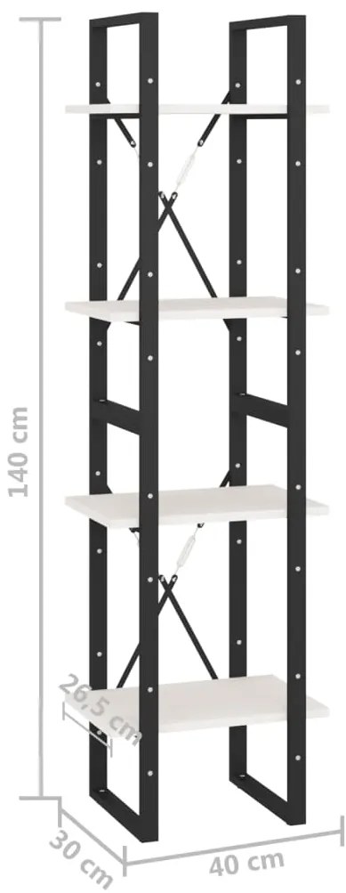 Estante com 4 prateleiras 40x30x140 cm pinho maciço branco