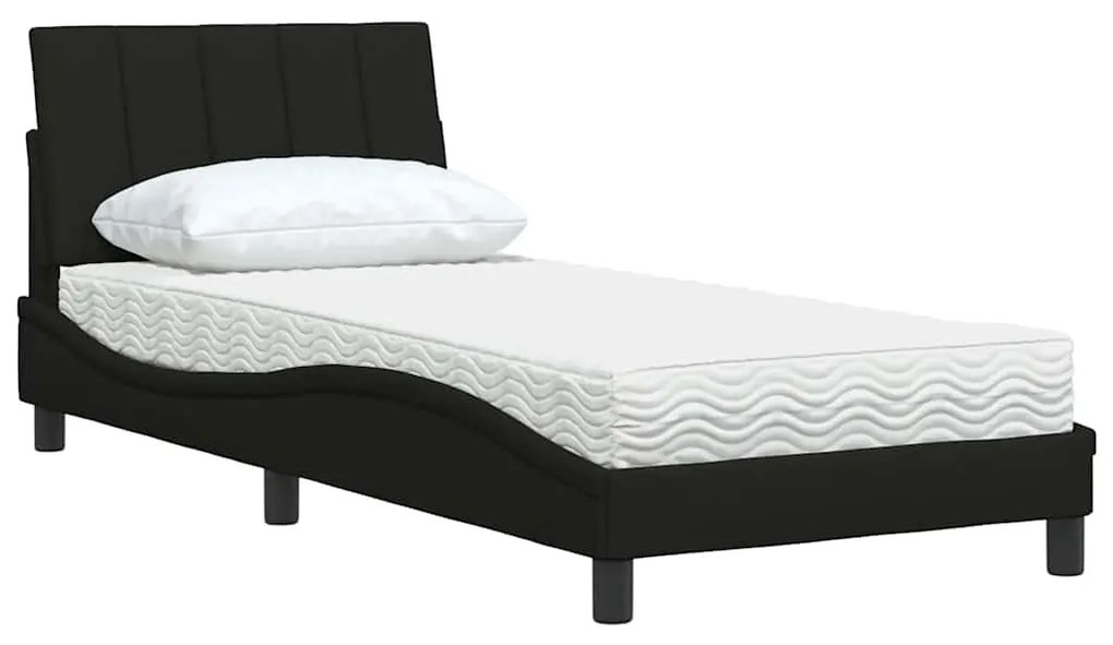 Cama com colchão 90x190 cm tecido preto