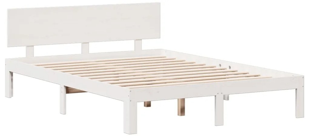 Cama com estante sem colchão 140x190 cm pinho maciço branco