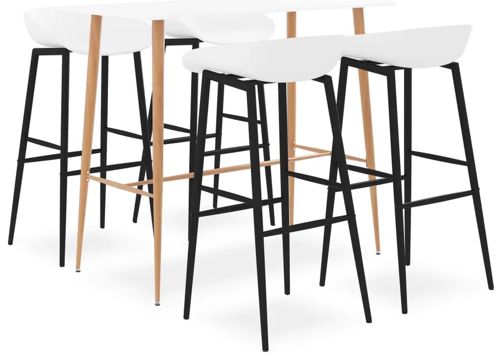 vidaXL 5 pcs conjunto de bar branco