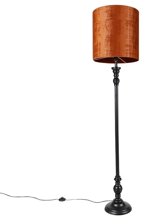 Candeeiro de pé clássico preto com abajur vermelho 40 cm - Classico Clássico / Antigo