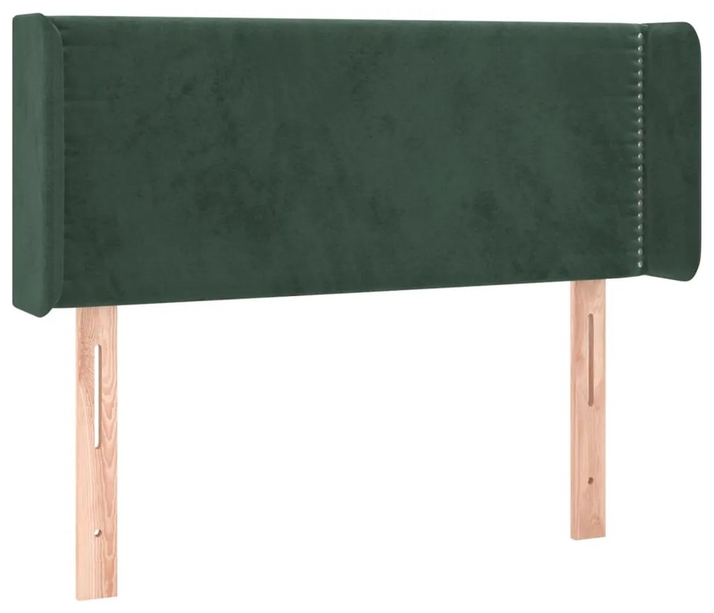 Cabeceira cama c/ luzes LED veludo 83x16x78/88 cm verde-escuro