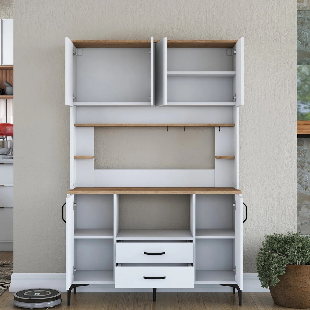 Armário Multiusos JE168 – Branco Nogueira – 120x184,2x40 cm