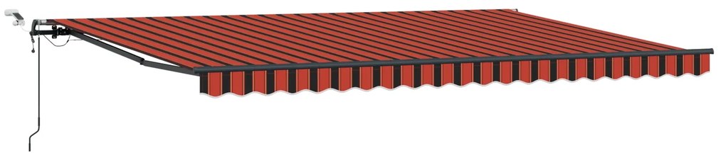 Toldo Retrátil Automático com LED em Laranja e Castanho, 500x300 cm